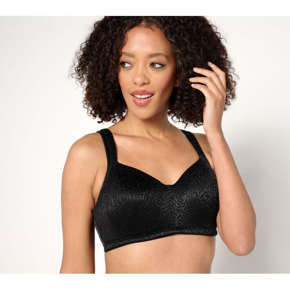 Breezies Women's Bra Sz 38DD Wild Rose Wirefree Contour Black A655490